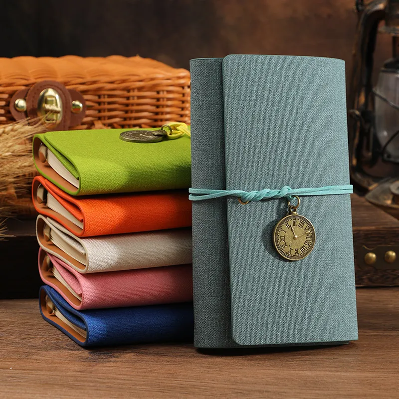 Creative Retro A6 Loose-Leaf Strap Notebook Cotton PU Cover