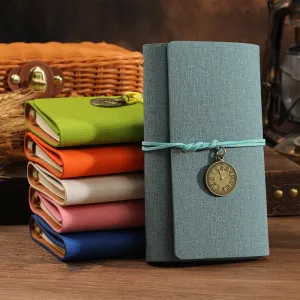 Creative Retro A6 Loose-Leaf Strap Notebook Cotton PU Cover