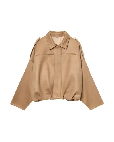 Women Casual Suede Bomber Jacket Coat Street Style
