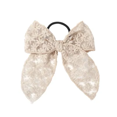 Girls Embroidered Lace Bow Hair Ring Small Fresh Duckbill Clip