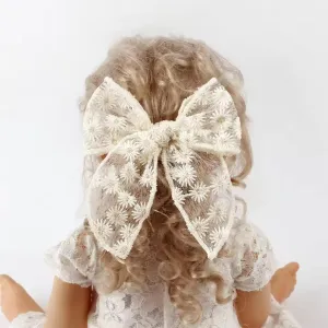 Girls Embroidered Lace Bow Hair Ring Small Fresh Duckbill Clip