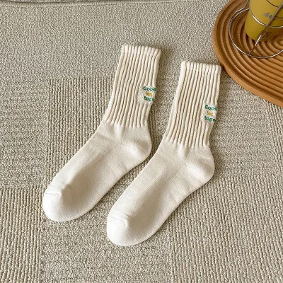 Vintage Men Letter Embroidered Cotton Stockings