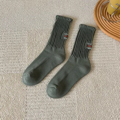 Vintage Men Letter Embroidered Cotton Stockings