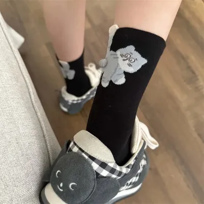 Women Cute Cat Funny Mid-Calf Cotton Socks
