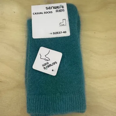 Autumn Winter Rabbit Fur Wool Socks Women Mid-Calf