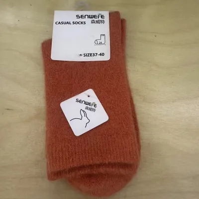 Autumn Winter Rabbit Fur Wool Socks Women Mid-Calf