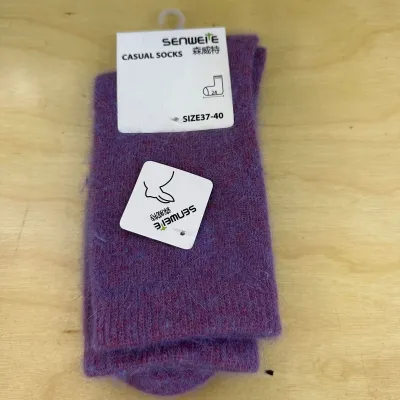 Autumn Winter Rabbit Fur Wool Socks Women Mid-Calf