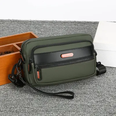 Men Messenger Clutch Business Woven Plaid Casual PU Bag