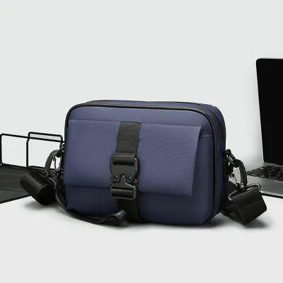 Men Messenger Clutch Business Woven Plaid Casual PU Bag