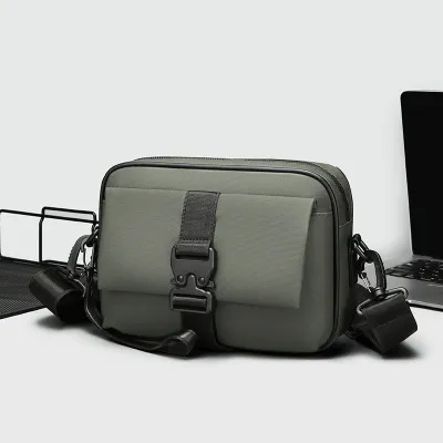 Men Messenger Clutch Business Woven Plaid Casual PU Bag