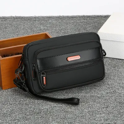 Men Messenger Clutch Business Woven Plaid Casual PU Bag