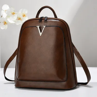 Women's Urban Simplicity PU Shell School Backpack with Zipper Closure