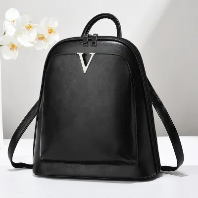 Women's Urban Simplicity PU Shell School Backpack with Zipper Closure