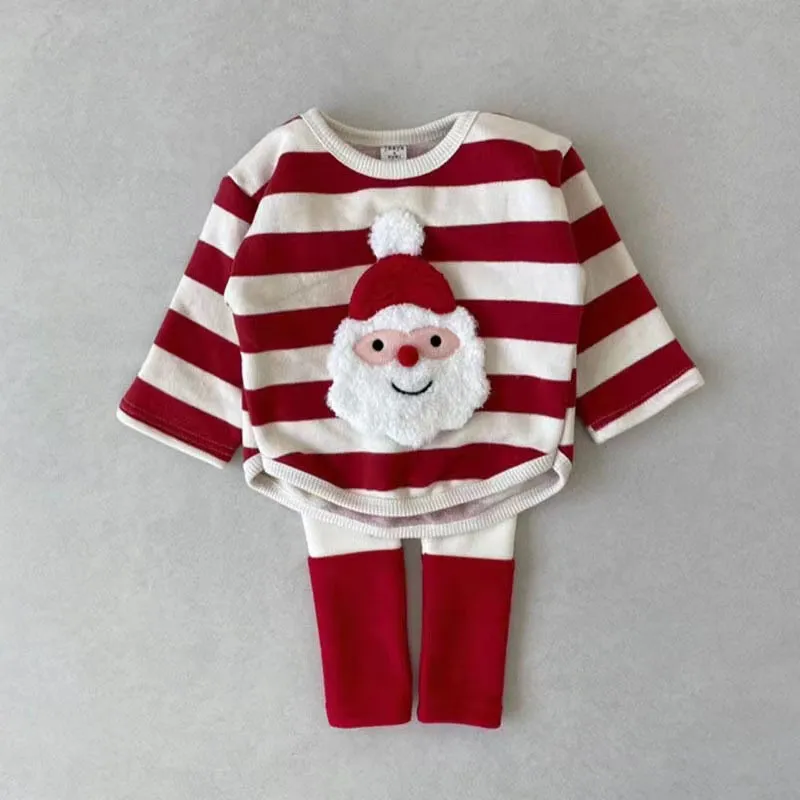 Winter Baby Christmas T-Shirt Sweet Cartoon Cotton Long Sleeve Crewneck