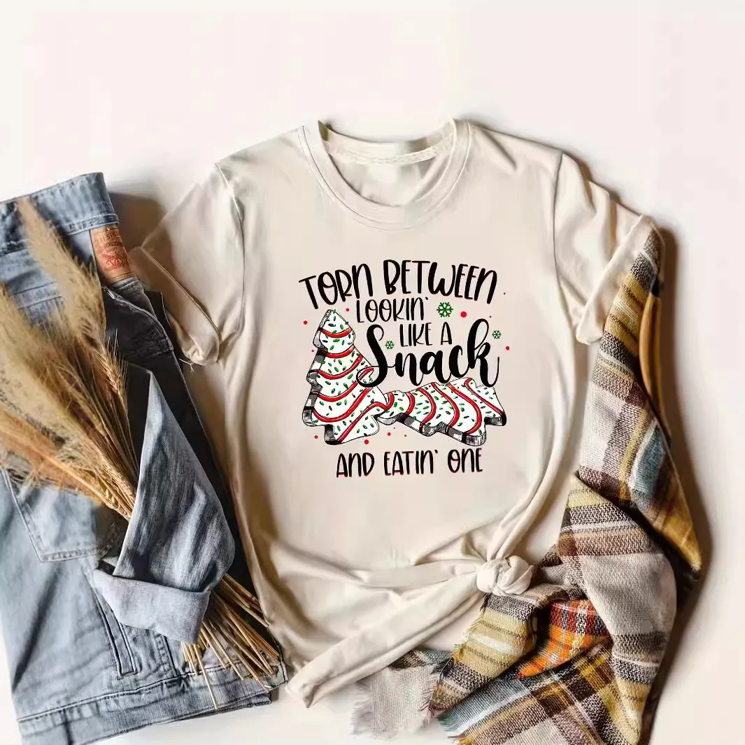 Christmas Printed Crew Neck Short Sleeve T-Shirt