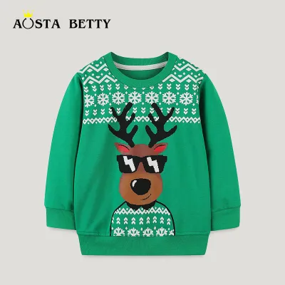 Christmasboys Long Sleeve Animal Cartoon Print Cotton Sweatshirt
