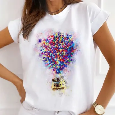 Christmas Gift Printed Women Short-Sleeved Casual Crewneck T-Shirt Lovable Fresh Sweet Loose Modal Pullover