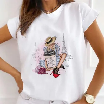 Christmas Gift Printed Women Short-Sleeved Casual Crewneck T-Shirt Lovable Fresh Sweet Loose Modal Pullover