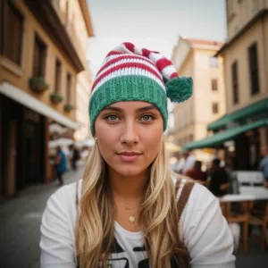Knitted Christmas Stripe Beanie European Style Party Hat