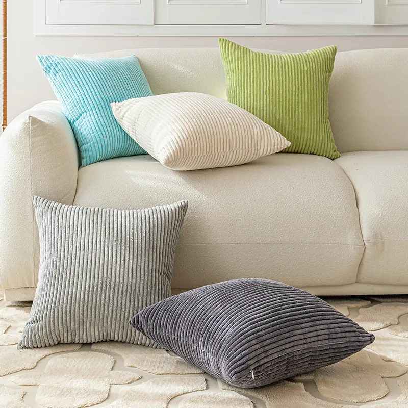 Nordic Simple Solid Color Corduroy Pillow Cushion Cover for Living Room