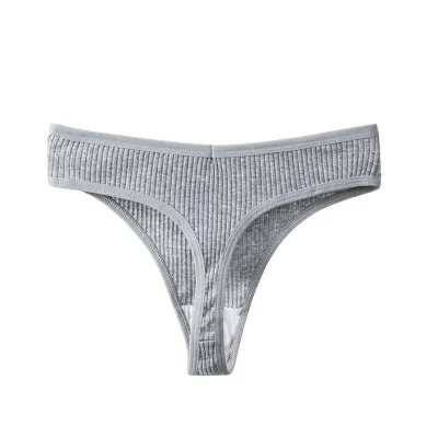 Women Sexy Solid Color Cotton Thong Panties