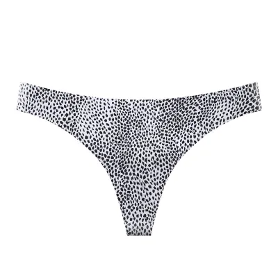 Women Sexy Leopard Seamless Ice Silk Low Waist Breathable Thong Panties