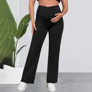 Pregnant Women Casual Simple Solid Color Abdomen-Supporting Pants