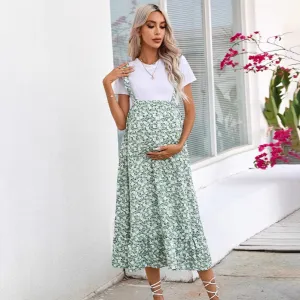 Pregnant Women Fashion Casual Floral Printed Strap Skirt