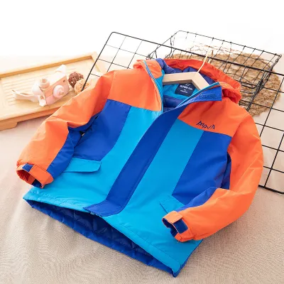 Kids Boys Fashion Color Block Long-Sleeve Windproof Warm Hooded Jacket Casual Coat