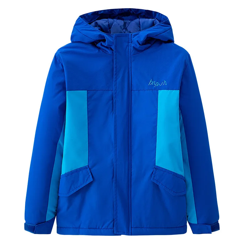 Kids Boys Fashion Color Block Long-Sleeve Windproof Warm Hooded Jacket Casual Coat