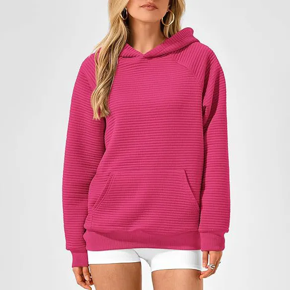 Women Casual Solid Color Long Sleeve Pocket Hoodies for Autumn and Winter