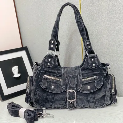 Women Retro Denim Large Capacity Shoulder Bag