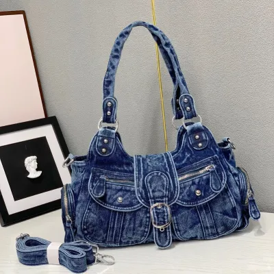 Women Retro Denim Large Capacity Shoulder Bag