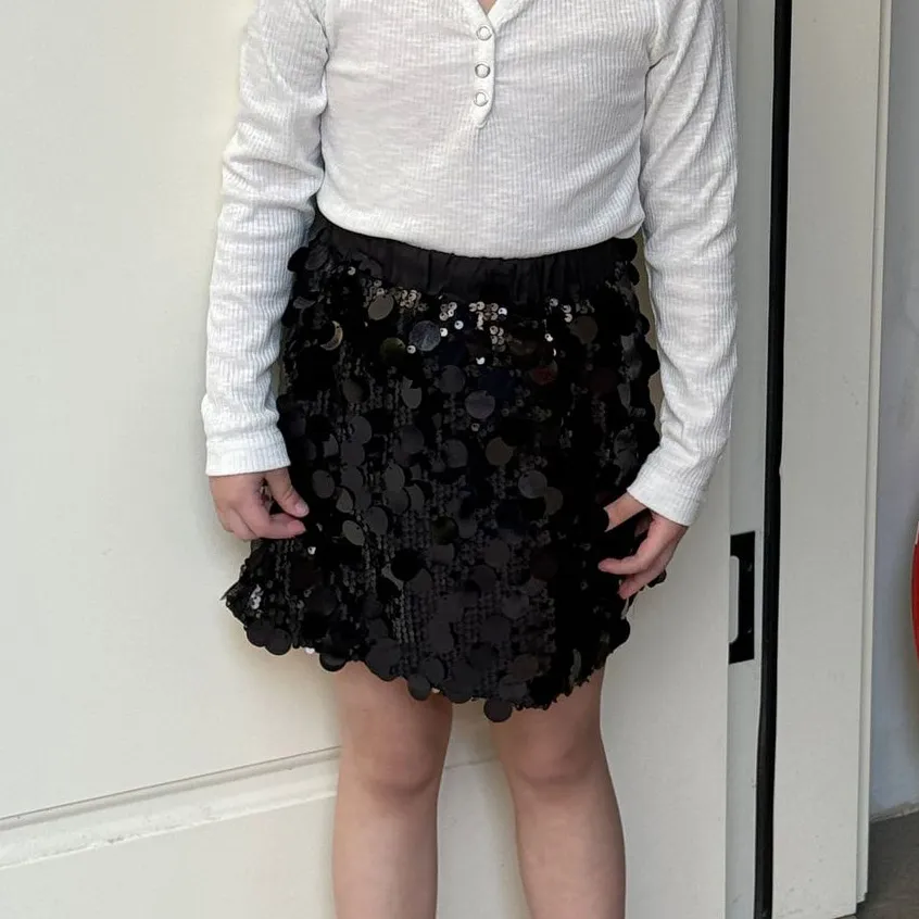 Kids Girls Cotton Solid Color Sequins A Line Skirt for Party School