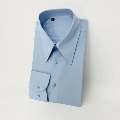 Men Casual Solid Color Slim Fit Long Sleeve Pointed Collar Dress Shirts