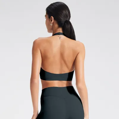 Women Solid Color Halter-Neck Sports Yoga Bra