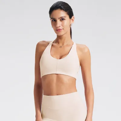 Women Solid Color Gather-Up Cross Strap Yoga Sports Bra
