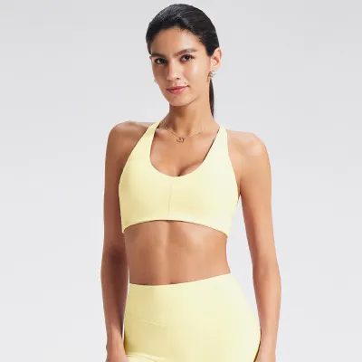 Women Solid Color Gather-Up Cross Strap Yoga Sports Bra