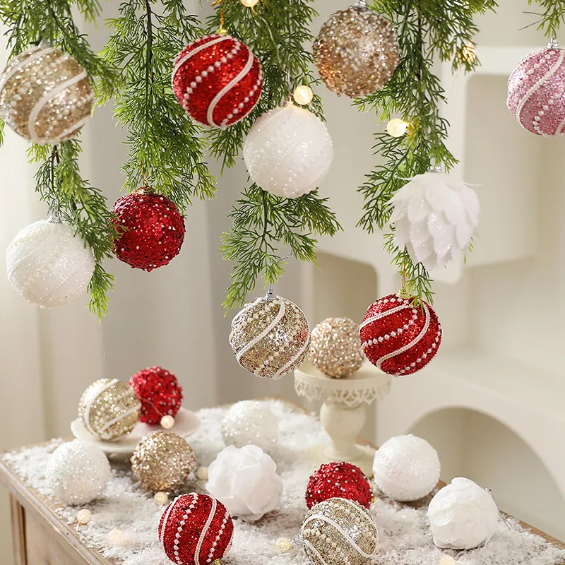 Fashion Christmas 8cm Sequins Foam Ball Tree Pendant Decorative