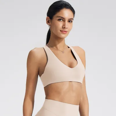 Women's Simple Solid Color Sport Yoga Bra with Full Cup