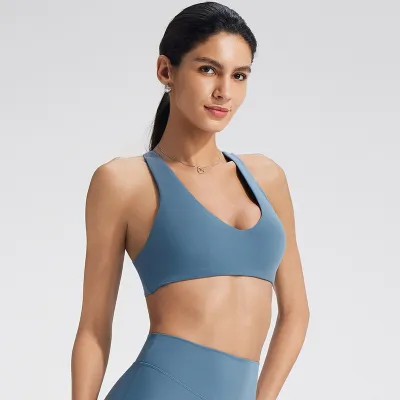 Women's Simple Solid Color Sport Yoga Bra with Full Cup