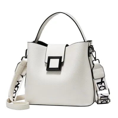 Women Fashion Casual Letter Printed Strap Bucket Handbag