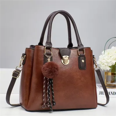 Women Fashion Casual Urban Simplicity Large Capacity Handbag PU Tote Bag