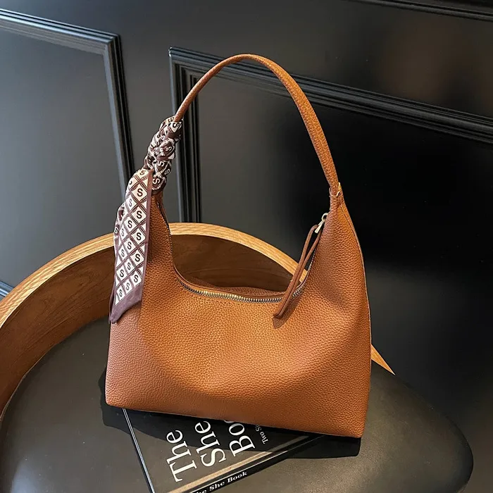 Women Fashion Simple Solid Color Large Capacity PU Shoulder Bag