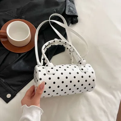 Women Fashion Casual Dot Print PU Shoulder Bag Tote with Top Handle