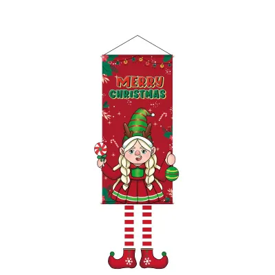 Creative Cartoon Printed Christmas Hanging Flag Party Decorations 110x40cm Cloth
