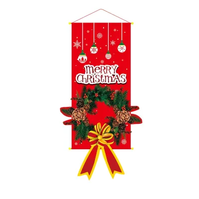 Creative Cartoon Printed Christmas Hanging Flag Party Decorations 110x40cm Cloth