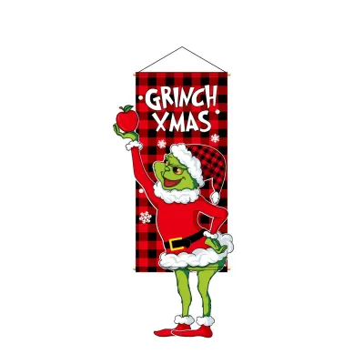 Creative Cartoon Printed Christmas Hanging Flag Party Decorations 110x40cm Cloth