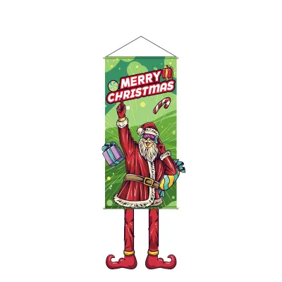Creative Cartoon Printed Christmas Hanging Flag Party Decorations 110x40cm Cloth
