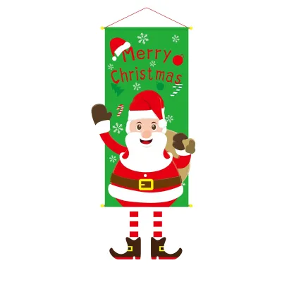 Creative Cartoon Printed Christmas Hanging Flag Party Decorations 110x40cm Cloth